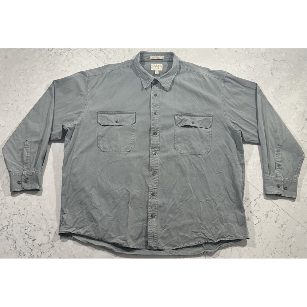 Cabelas Stonewash Canvas Shirt Mens 3XL Tall Slate Gray Button Up Workwear